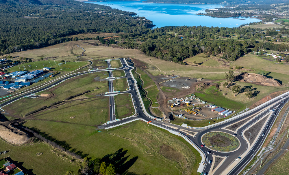 An aerial view of the Huntingfield subdivision