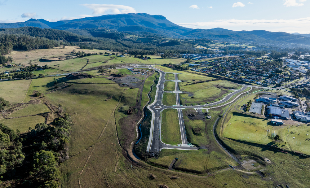 An aerial view of the Huntingfield subdivision