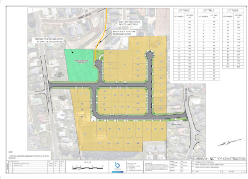 Proposed land lots for Mooreville Rd Park Grove subdivision